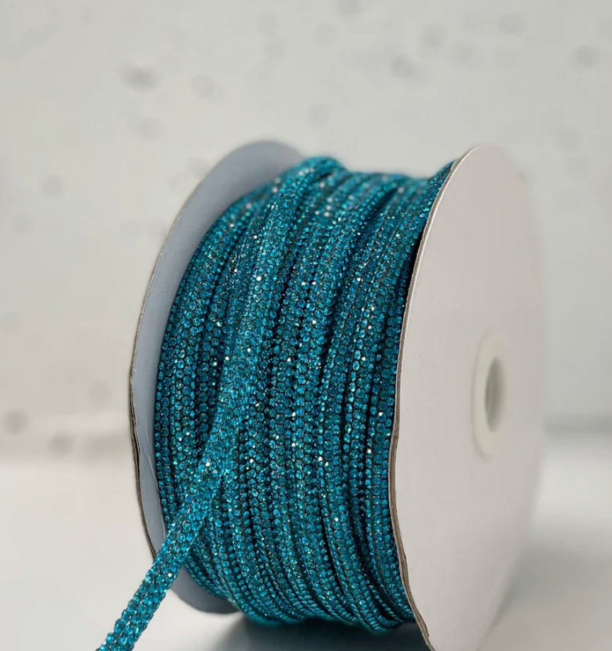 Rhinestones Glitter Rope, Crystal Rhinestone Rope Rhinestones Rope  Decoration for DIY Sewing Shoelaces(Light blue)