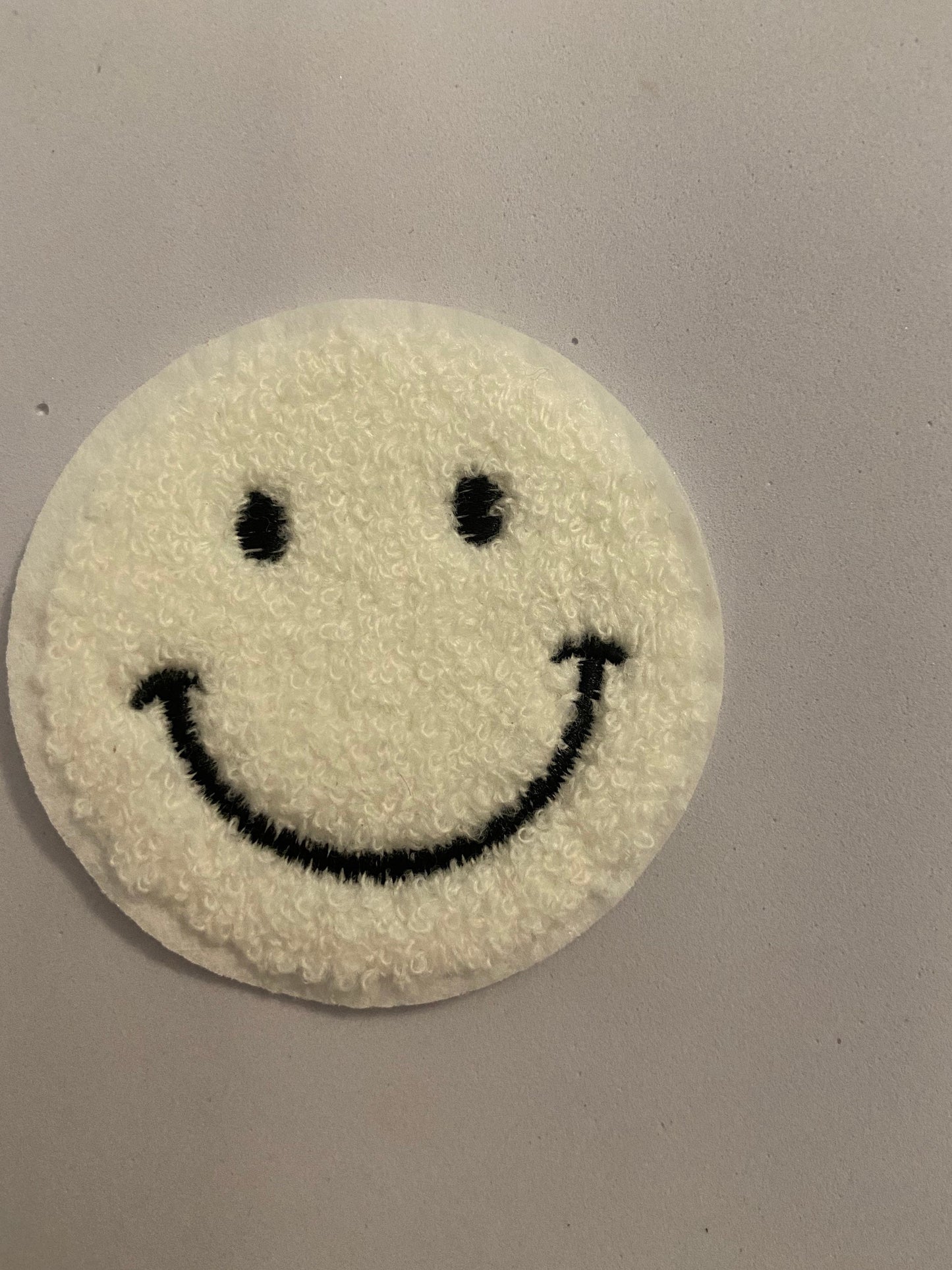 Iron on Patch, chenille smiley face